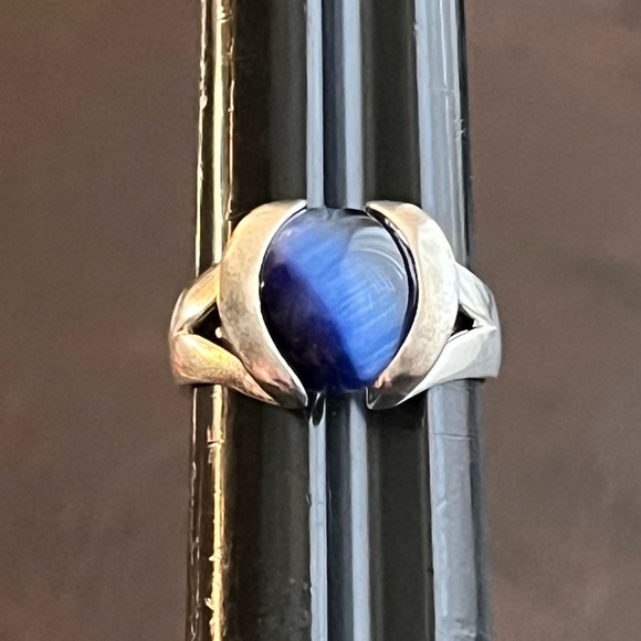 🔴SOLD🔴 Vintage sterling silver ring with eight interchangeable cats eye ring - Picture 8 of 16